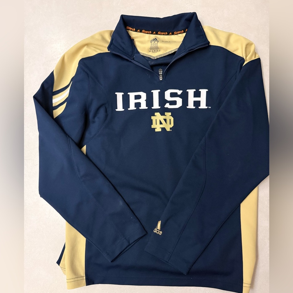 Adidas Notre Dame Navy Irish Quarter Zip Jacket - ClimaLite Apparel